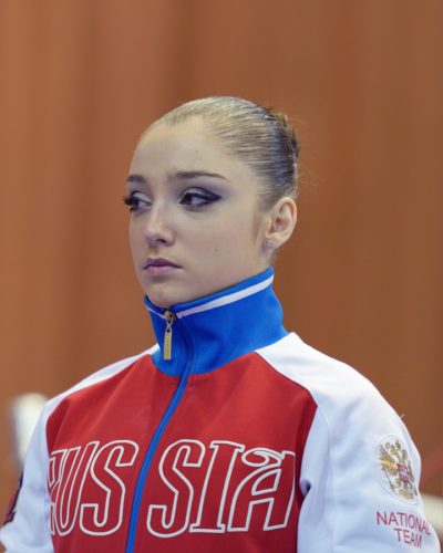 KIEV, UKRAINE - MARCH 31: Aliya Mustafina of Russia before the c