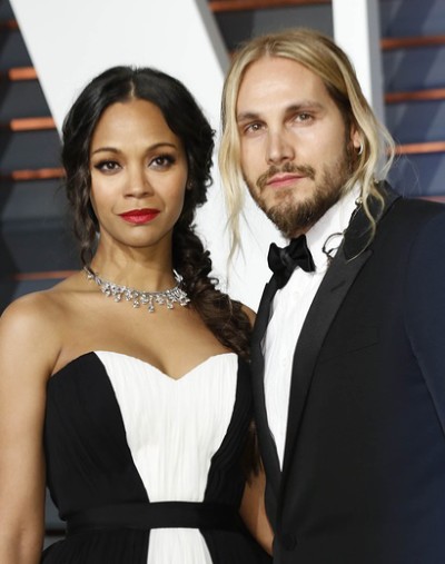  Zoe Saldana, Marco Perego at the Vanity Fair Oscar Party 2015 at the Wallis Annenberg Center for the Performing Arts 