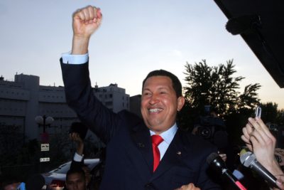 VIENNA - MAY 11: Venezuelan President Hugo Chavez greets a crowd